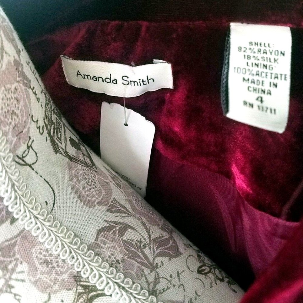 Plush Wine Color Velvet Skirt Jacket Set NWT - Picture 4 of 6